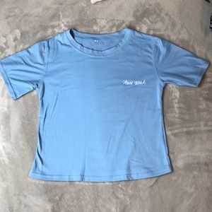 New York embroidered baby blue t-shirt